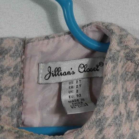 C740 Jillian's Closet Gray and Pink Houndstooth Coat and Dress - Picture 12 of 14